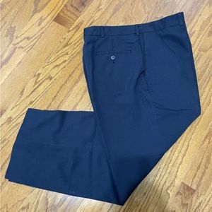 Savane Dress Pants Flat Front Mens Size 34x26.5 Blue Polyester Blend CAREER